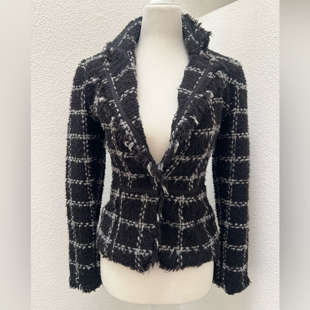 Tweed Jacket Black and Gray Checkered Pattern